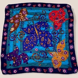 YSL Vintage Butterfly Print Shawl Scarf 53” VGUC